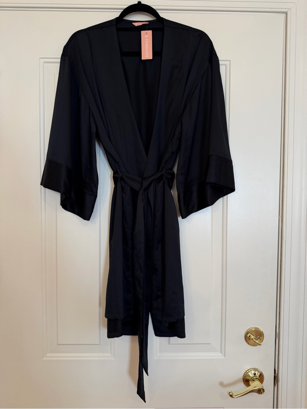 ThirdLove Black Satin Kimono Robe